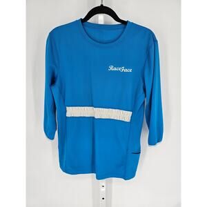 Race Face Women's 3/4 Sleeve Blue Crew Neck Athletic T-shirt Top Size M